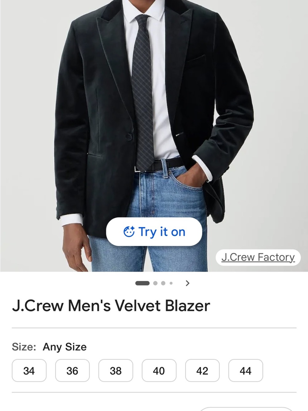 J. Crew Black Velvet Sport Coat